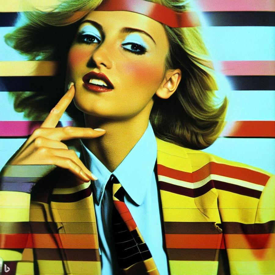 Eine namenlose Werbekampagne im Stil der 1980er Jahre, made by KI (Bild: Bing Image Creator)