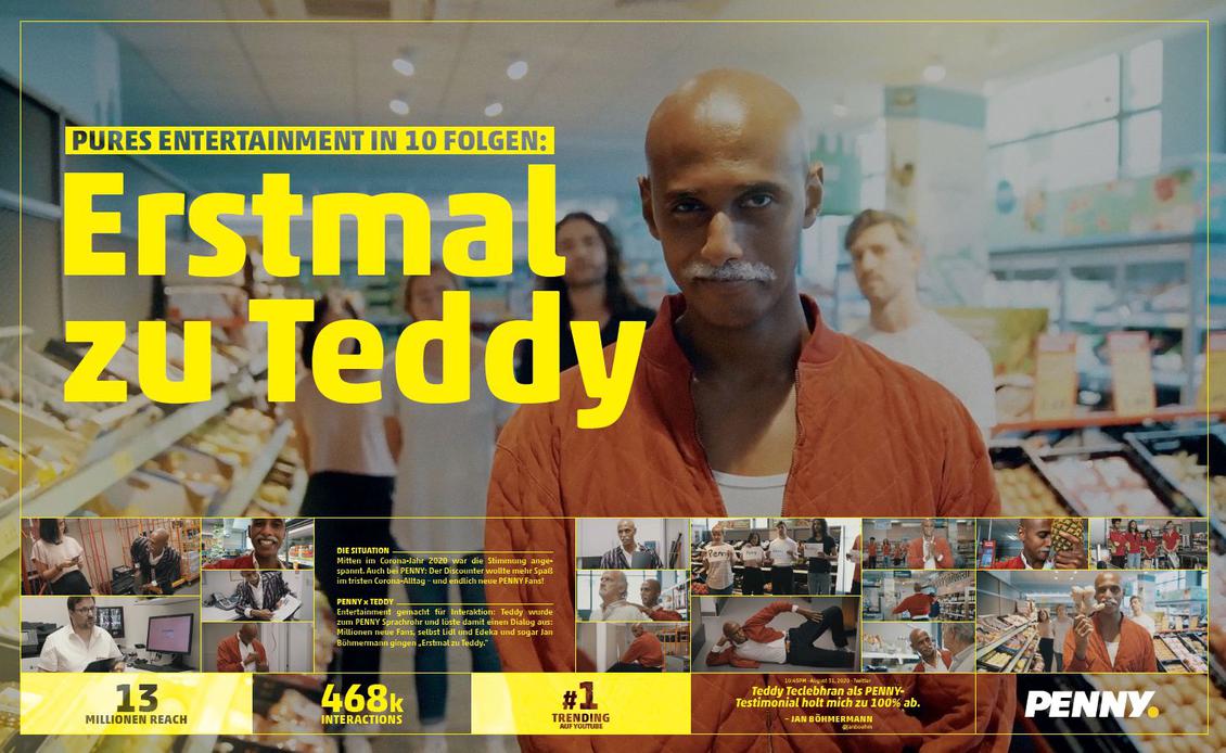 Comedian Teddy alias Antoine tobt sich im Penny-Markt aus. (Bild: Penny/Serviceplan)
