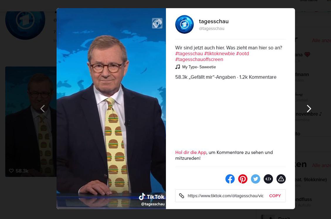 Sprecher Jan Hofer testet auf Tiktok Krawatten. (Bild: ARD)