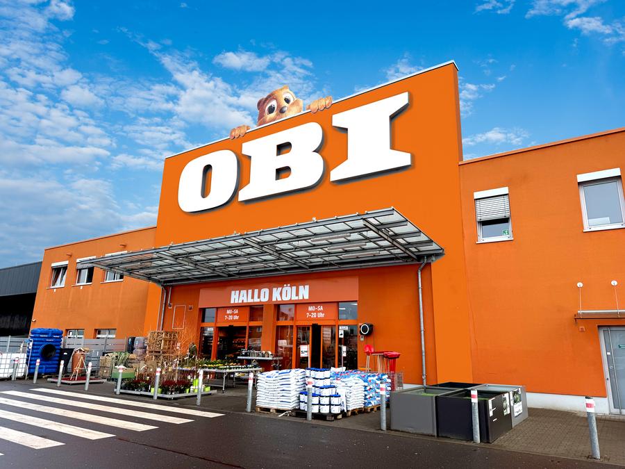 Visualisierung der OBI Marktfassade im neuen Markendesign.