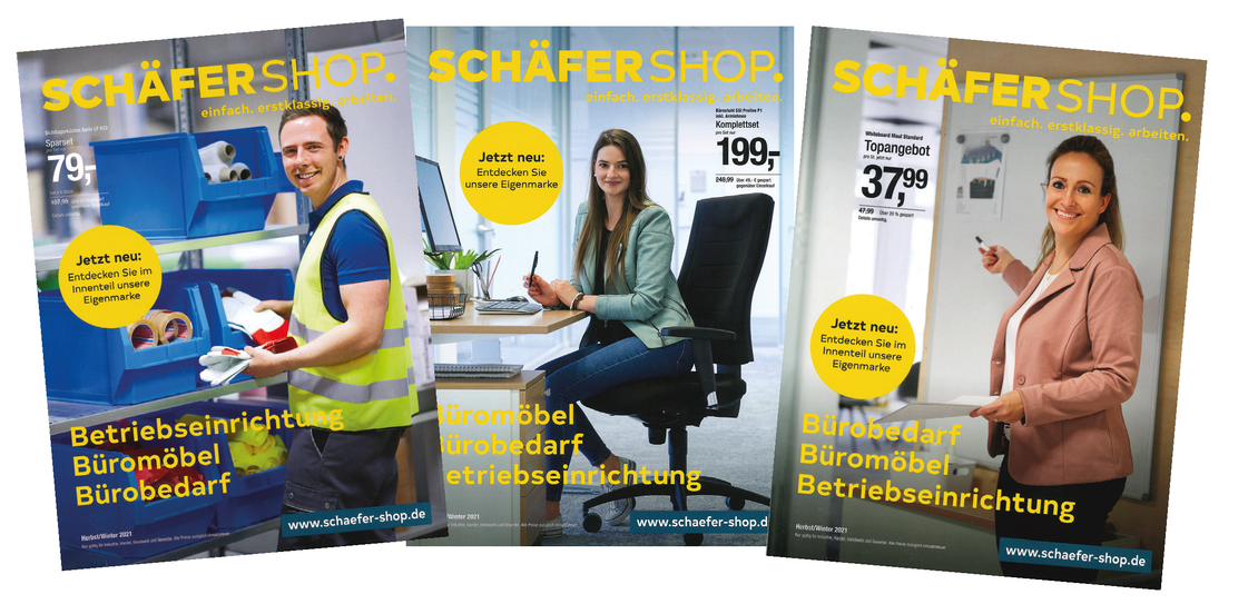 Ein programmatischer Katalog ist beispielsweise der B2B-Katalog von Ausrster Schfer Shop. Der wurde sogar zum Katalog des Jahres 2022 in der Kategorie B2B gekrt. Schfer Shop hatte fr die Herbst/Winter Ausgabe ein modulares Katalogkonzept entwickelt. Damit kam Schfer Shop deutlich nher an KundInnen heran, weil er diesen auf den Leib geschneiderte Produkte (Customization) prsentierte, die sie in der Vergangenheit geordert haben und drumherum affine Sortimentsgruppen (Module) gruppierte. (Bild: Schfer Shop)