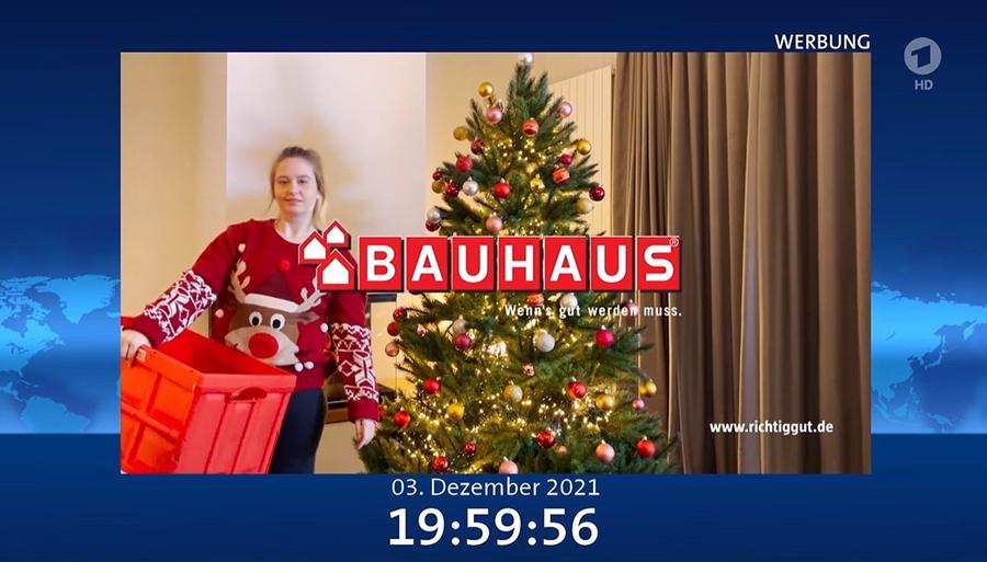 Die Baumarktkette Bauhaus nutzt den reichweitenstarken Werbeblock vor der Tagesschau.