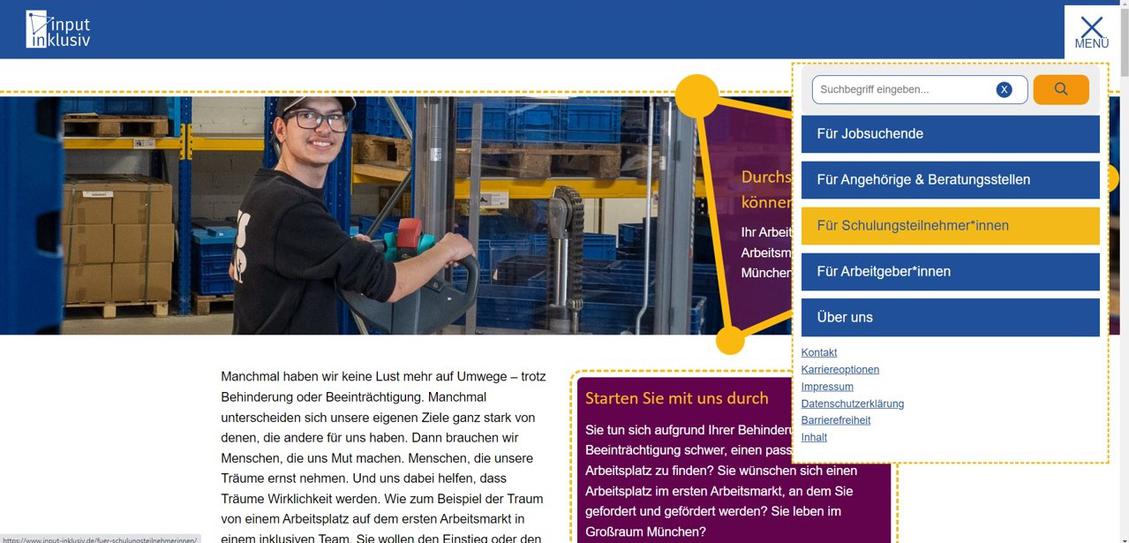 Die barrierefreie Website von input inklusiv (Bild: input inklusiv)