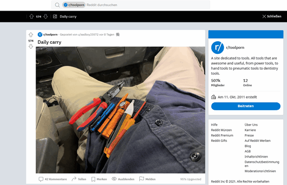 Markenfan in der Reddit-Gruppe 'Toolporn'. (Bild: Knipex/Reddit Toolporn)