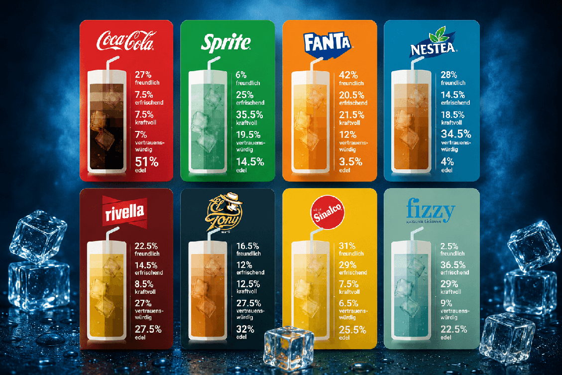 Getränke und ihre via Neuromarketing ermittelten Images (Bild: Zutt & Partner)