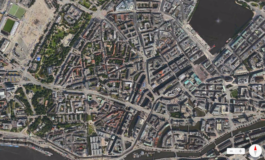 Ist die Postanschrift in Zeiten von Big Data und Digitalisierung verzichtbar? (Bild: 2012 - 2013 Apple Inc., Karten; zu sehen ist die Innenstadt von Hamburg)