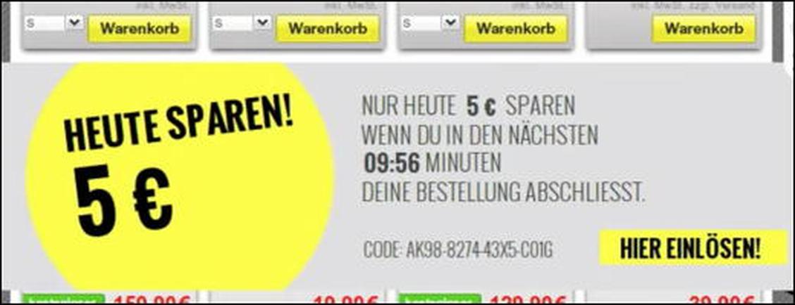 Die Webshop-Besucher von WeAre wurden unter anderem mit Gutscheinen angesprochen (Bild: Keine Info)